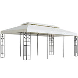 Vidaxl arbor with double roof 6x3 m white