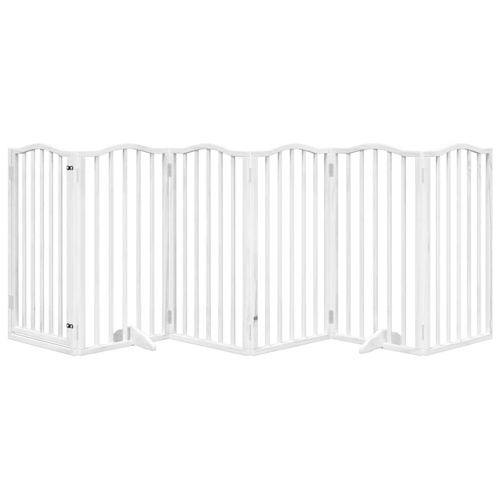 Vidaxx barrière pour chien pliable avec porte 6 panneaux 300 cm bois de peuplier blanc