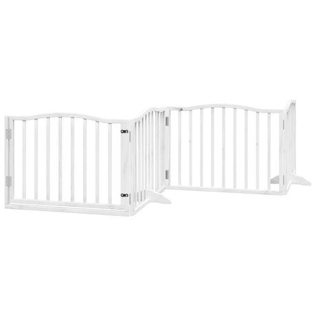 Vidaxx barrière pour chien pliable avec porte 4 panneaux 320 cm bois de peuplier blanc