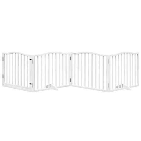 Vidaxx barrière pour chien pliable avec porte 4 panneaux 320 cm bois de peuplier blanc