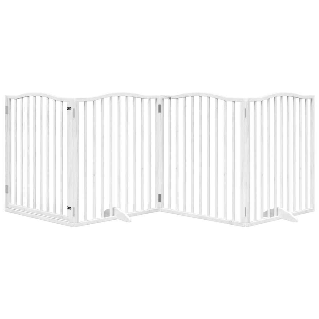 Vidaxx barrière pour chien pliable avec porte 4 panneaux 320 cm bois de peuplier blanc