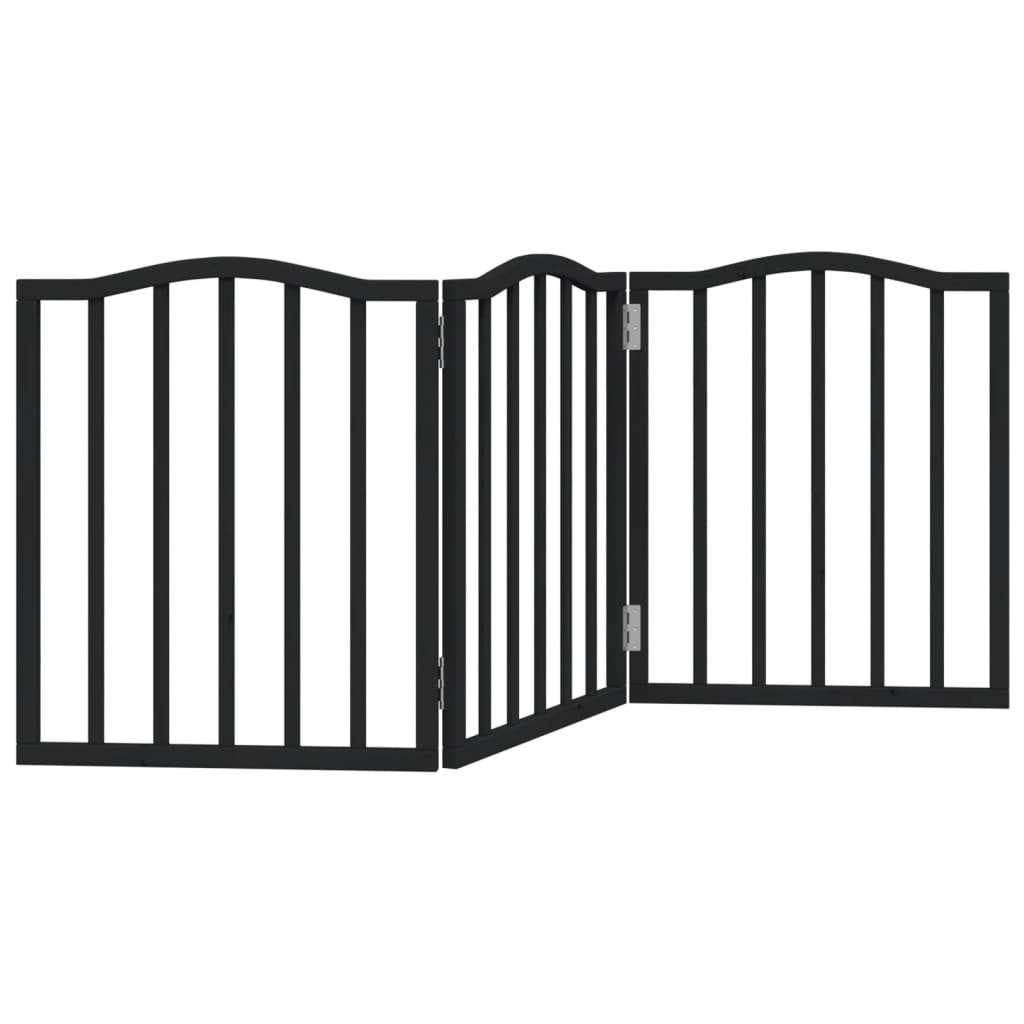 Vidaxl Dog Fence pliable 3 panneaux 150 cm Bois de peuplier noir