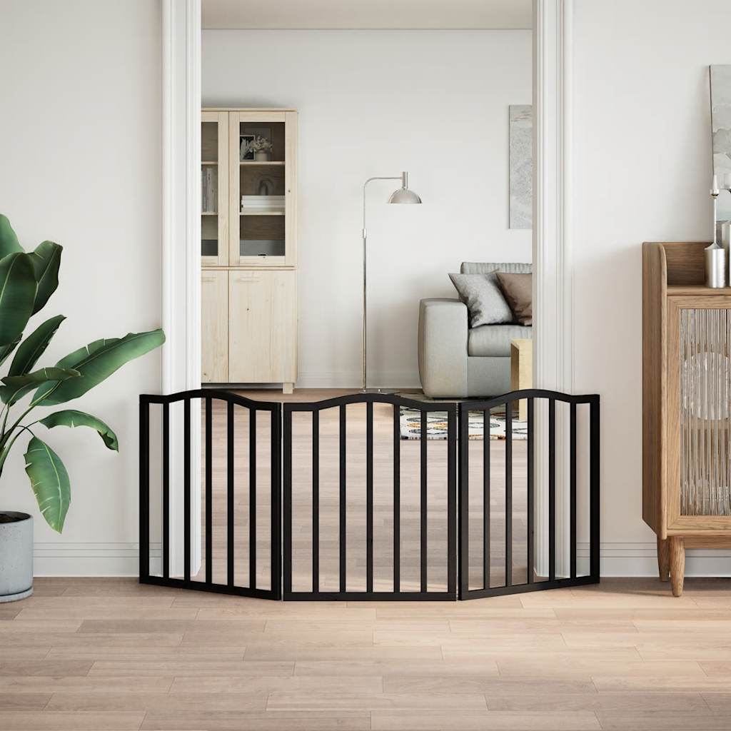 Vidaxx barrière pour chien pliable 3 panneaux 150 cm bois de peuplier noir