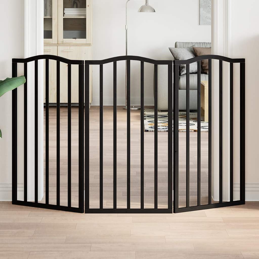 Vidaxx barrière pour chien pliable 3 panneaux 150 cm bois de peuplier noir