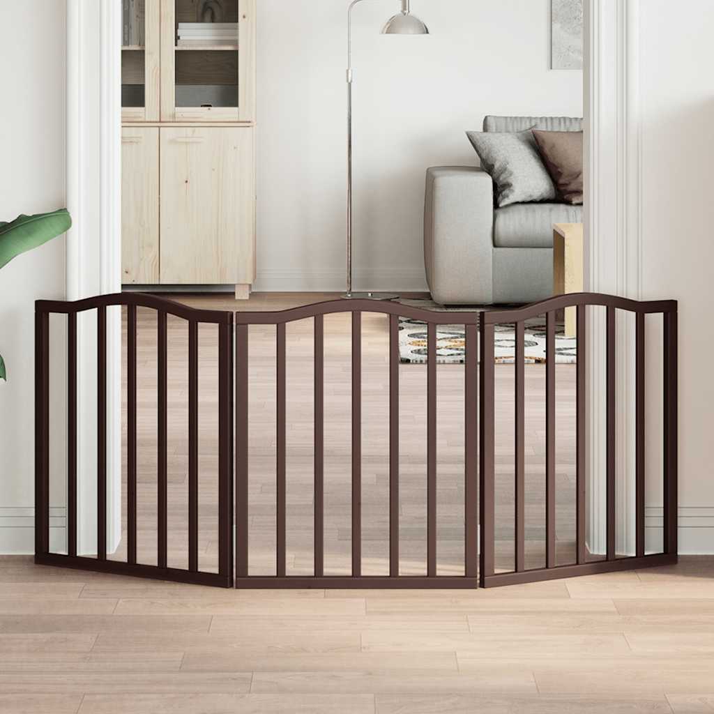 Vidaxl barrière pour chien pliable 3 panneaux 150 cm bois de peuplier chêne marron