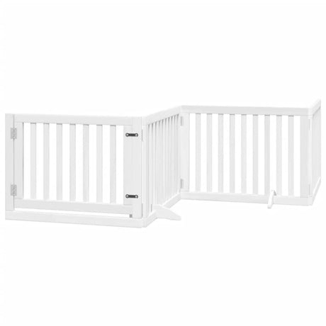 Vidaxx barrière pour chien pliable avec porte 4 panneaux 320 cm bois de peuplier blanc