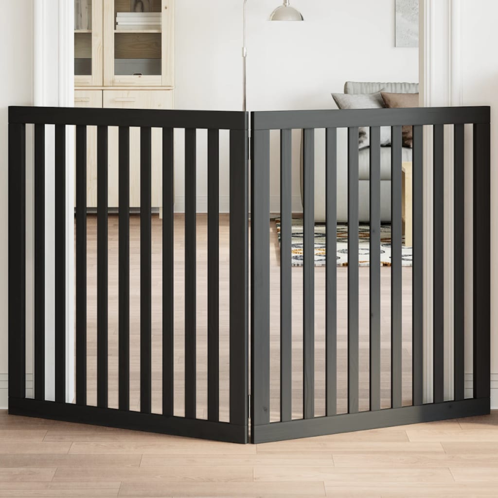 Vidaxx barrière pour chien pliable 2 panneaux 160 cm bois de peuplier noir