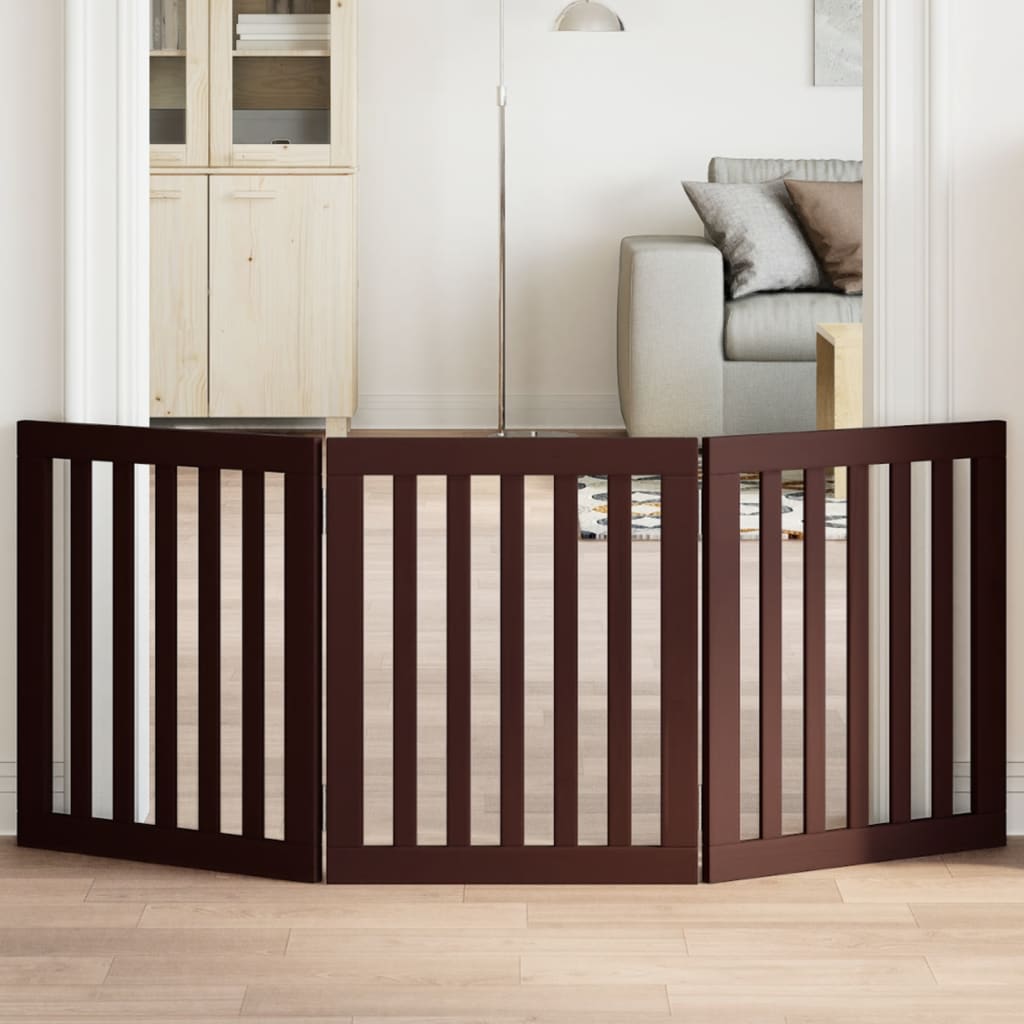 Vidaxl barrière pour chien pliable 3 panneaux 150 cm bois de peuplier marron