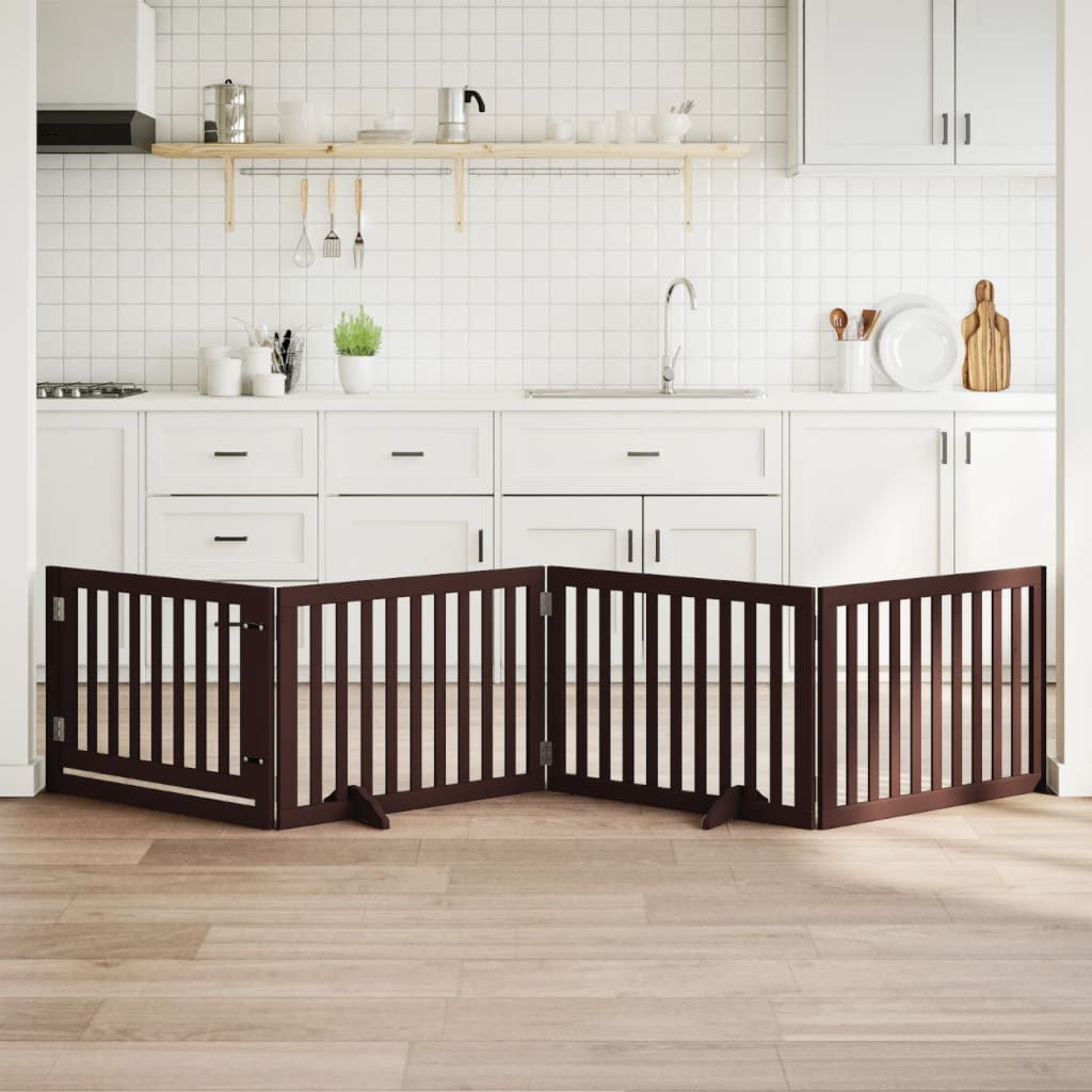 Vidaxx barrière pour chien pliable 4 panneaux 320 cm bois de peuplier marron