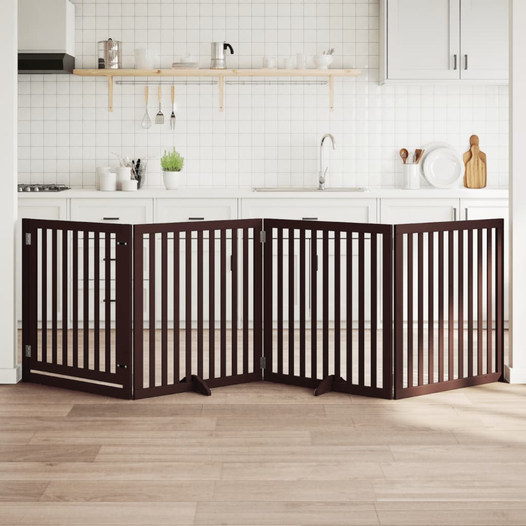 Vidaxx barrière pour chien pliable 4 panneaux 320 cm bois de peuplier marron