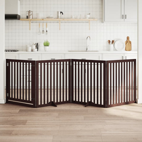Vidaxx barrière pour chien pliable 4 panneaux 320 cm bois de peuplier marron