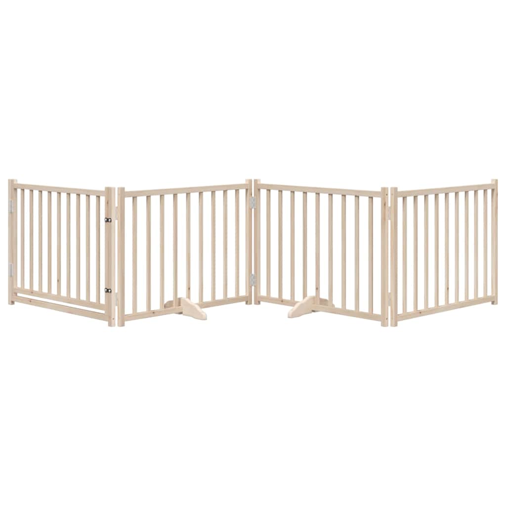 Vidaxx barrière pour chien pliable avec porte 4 panneaux 320cm bois de pin massif