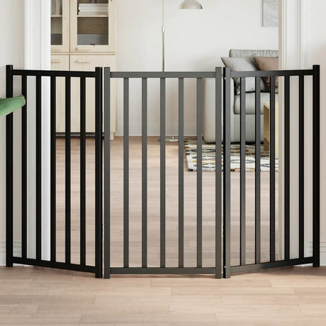 Vidaxl barrière pour chien pliable 3 panneaux 150 cm bois de pin massif noir