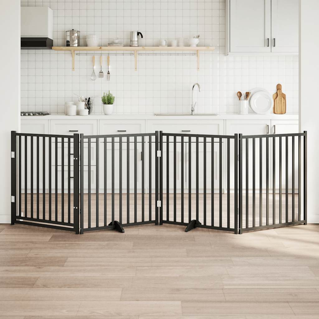 Vidaxl barrière pour chien pliable 4 panneaux 320 cm bois de pin massif noir