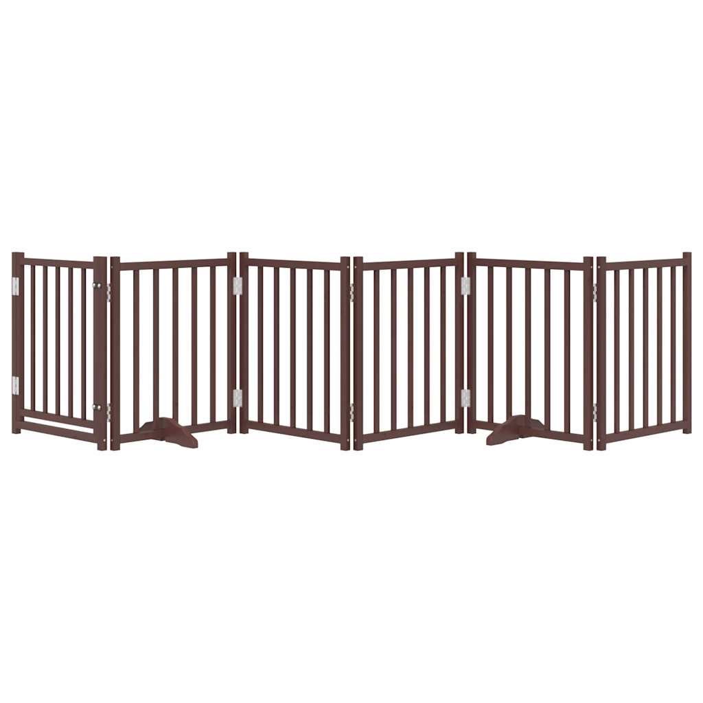 Vidaxl barrière pour chien pliable 6 panneaux 300cm pin massif chêne marron