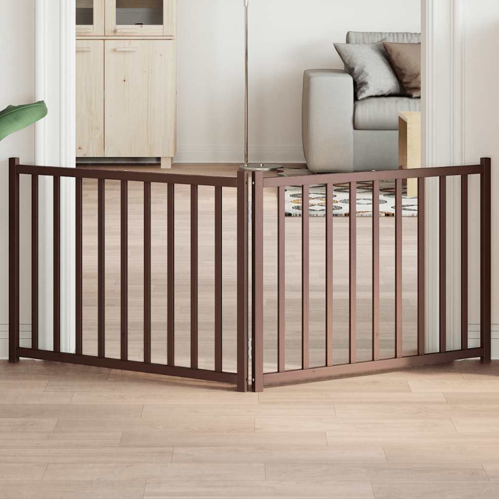 Vidaxl barrière pour chien pliable 2 panneaux 160cm pin massif chêne marron