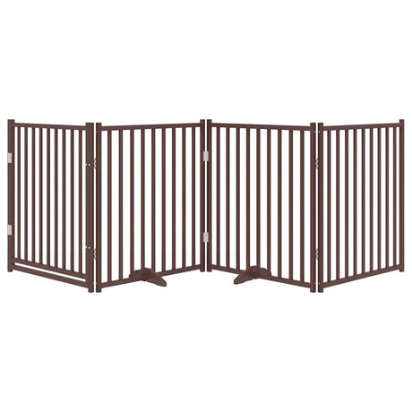 Vidaxl barrière pour chien pliable 4 panneaux 320cm pin massif chêne marron