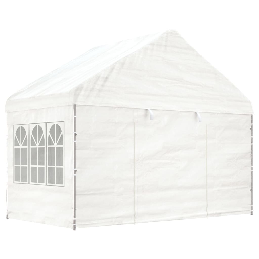 Vidaxl Arbor con techo 4.08x2.23x3.22 m Polyetileno blanco