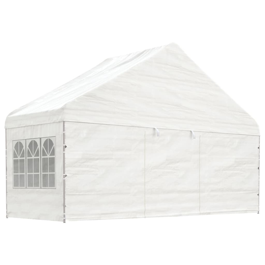 Arbor vidaxl avec toit 5.88x2.23x3,75 m Blanc en polyéthylène