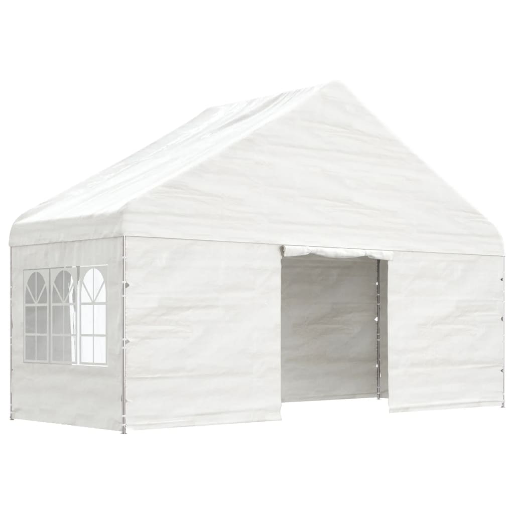 Arbor vidaxl avec toit 5.88x2.23x3,75 m Blanc en polyéthylène