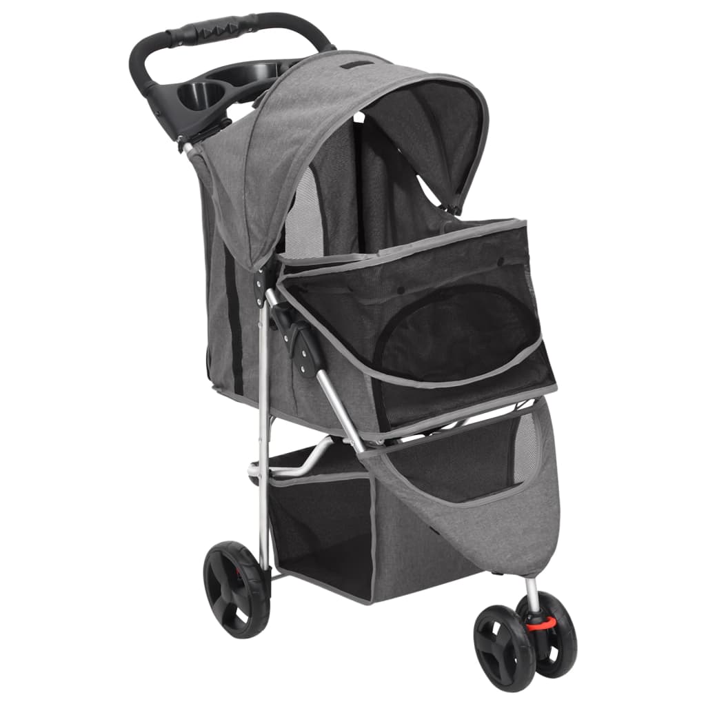 Vidaxl hondenwagen inklapbaar 80x46x98 cm oxford stof grijs