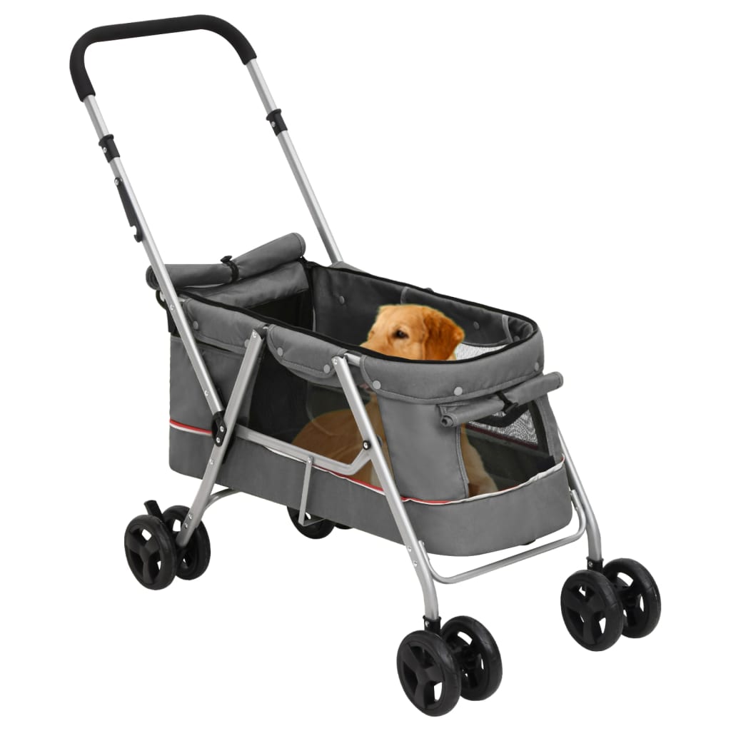 Vidaxl Dog Car plegable 100x49x96 Cm de tela de lino gris