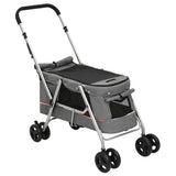 Vidaxl hondenwagen inklapbaar 100x49x96 cm linnenstof grijs