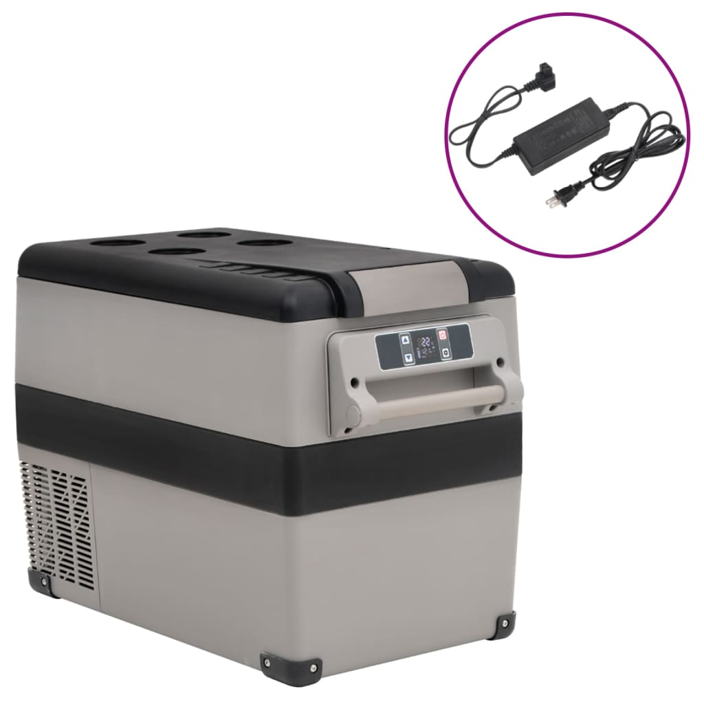 VidaXL Glacière avec poignée et adaptateur 35 L PP PE noir et gris