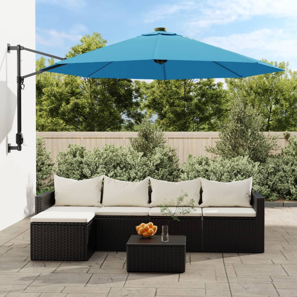 VidaXL parasol mural 290 cm bleu mer