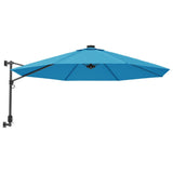VidaXL parasol mural avec LED 290 cm bleu mer