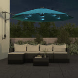 VidaXL parasol mural avec LED 290 cm bleu mer