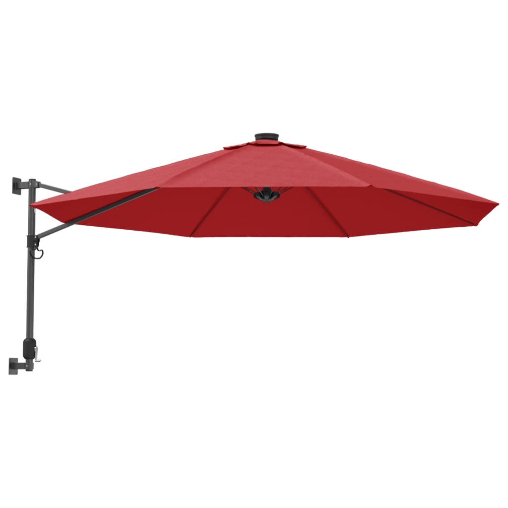 Parasol de pared Vidaxl con LED 290 cm de rojo brillante