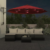 Parasol de pared Vidaxl con LED 290 cm de rojo brillante