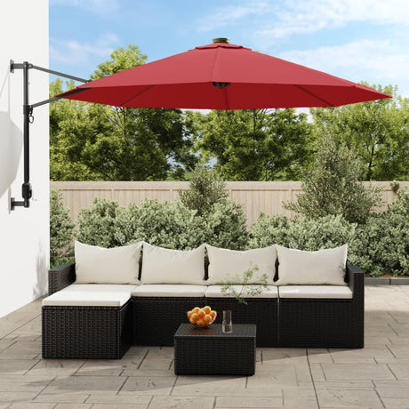 VidaXL parasol mural avec LED 290 cm rouge vif