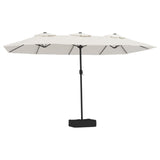 Vidaxx parasol double toit avec LED 449x245 cm blanc sable