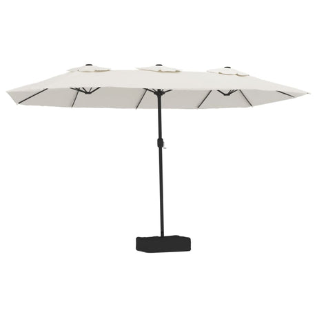 Vidaxx parasol double toit avec LED 449x245 cm blanc sable