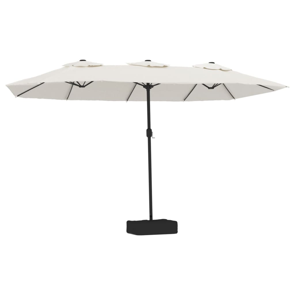 Vidaxl Parasol Techo doble con LED 449x245 cm de arena blanca