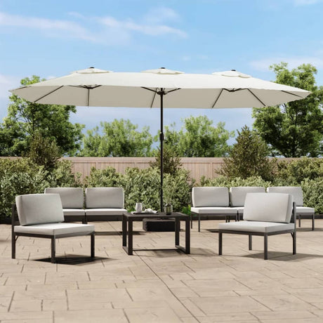 Vidaxx parasol double toit avec LED 449x245 cm blanc sable