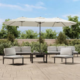 Vidaxl Parasol Techo doble con LED 449x245 cm de arena blanca