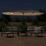 Vidaxx parasol double toit avec LED 449x245 cm taupe