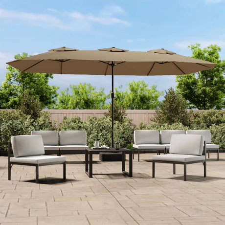 Vidaxx parasol double toit avec LED 449x245 cm taupe