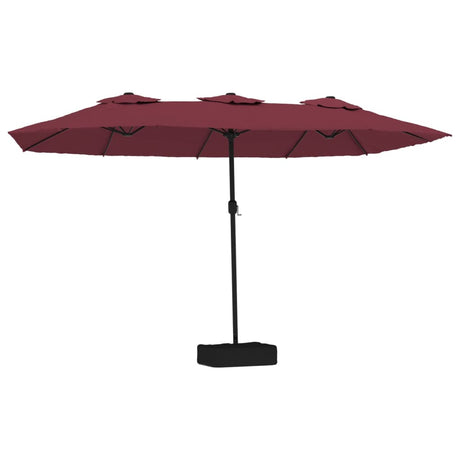 Vidaxx parasol double toit avec LED 449x245 cm bordeaux