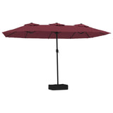 Vidaxl Parasol Techo doble con LED 449x245 cm Burdeos rojo