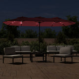 Vidaxx parasol double toit avec LED 449x245 cm bordeaux