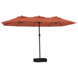 Vidaxx parasol double toit avec LED 449x245 cm couleur terre cuite