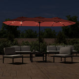 Vidaxx parasol double toit avec LED 449x245 cm couleur terre cuite