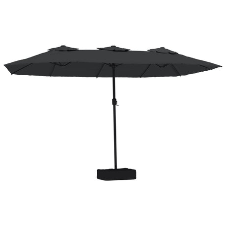 VidaXL Parasol double toit avec LED 449x245 cm noir