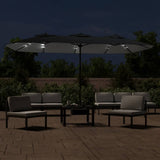 VidaXL Parasol double toit avec LED 449x245 cm noir