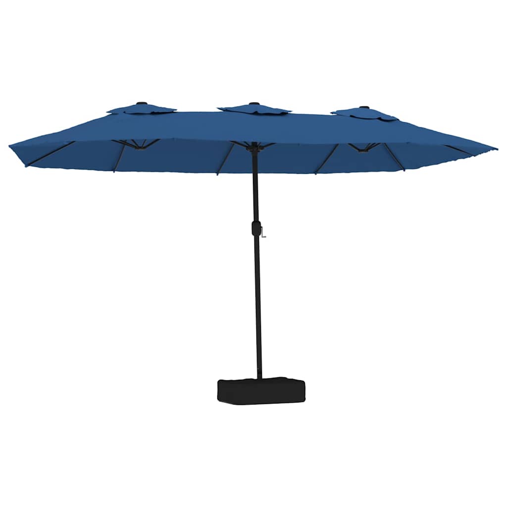 Vidaxx parasol double toit avec LED 449x245 cm bleu azur