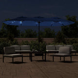 Vidaxx parasol double toit avec LED 449x245 cm bleu azur